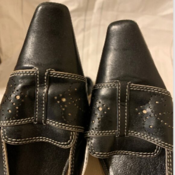 Cole Haan Vintage Black Leather Heels – Women’s 8.5, Square Toe, Contrast Stitch - Picture 9 of 9